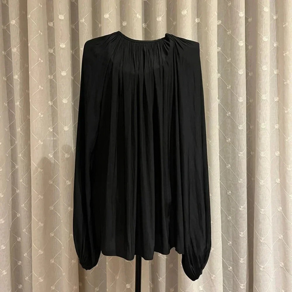 Ramy Brook | Paris LS Silk Peasant Blouse - Black / Sz S - Picture 5 of 11